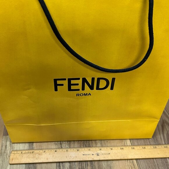 Fendi Yellow Paper Shopping Bag 13x14x5.5 Inch, Soft Rope Handles - Picture 6 of 6